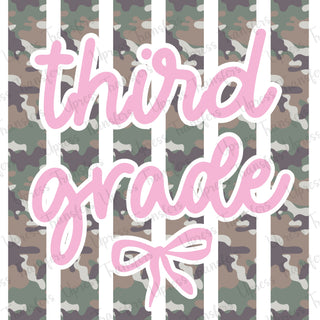 Third Grade Camo Stripes Bow
