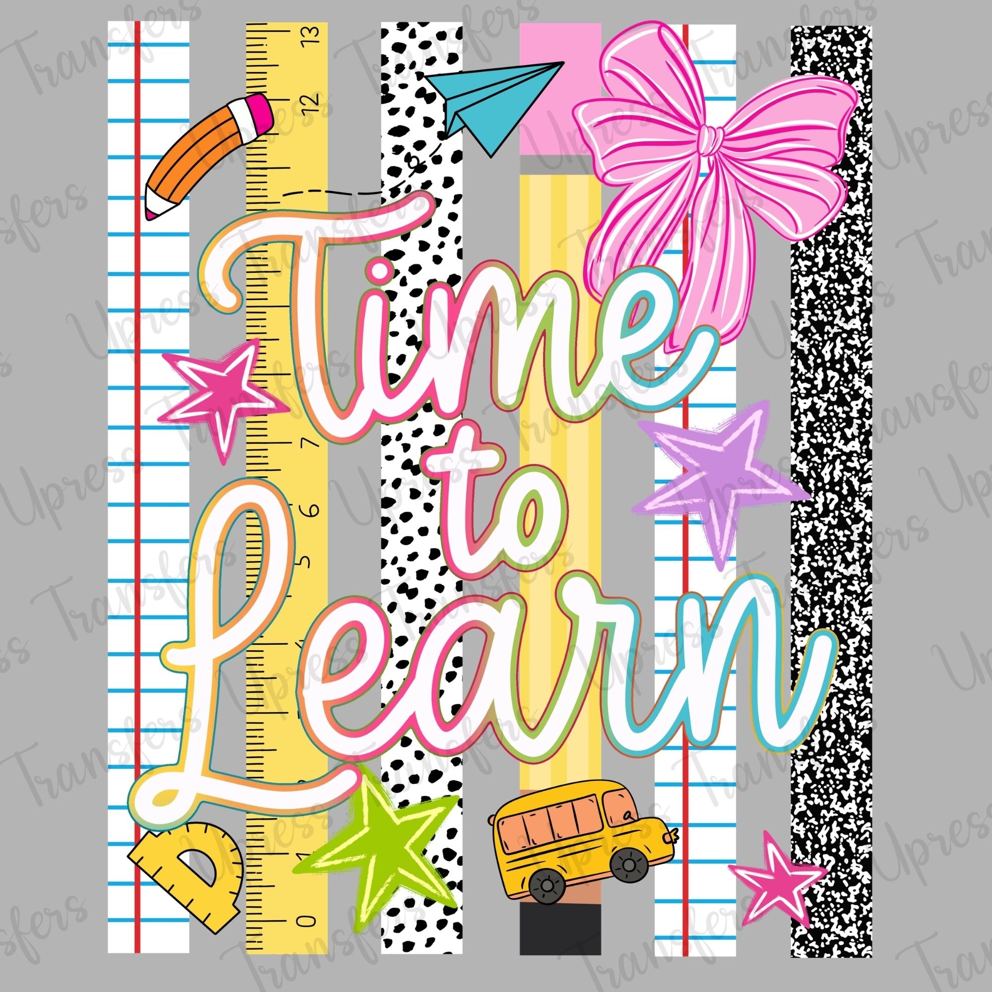 Time To Learn Doodle Stripes
