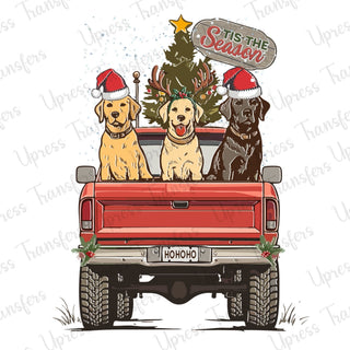 Tis The Season Dog Truck Trio