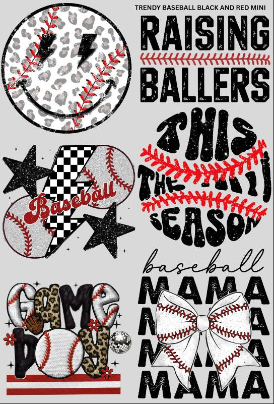 Trendy Baseball Black and Red Mini