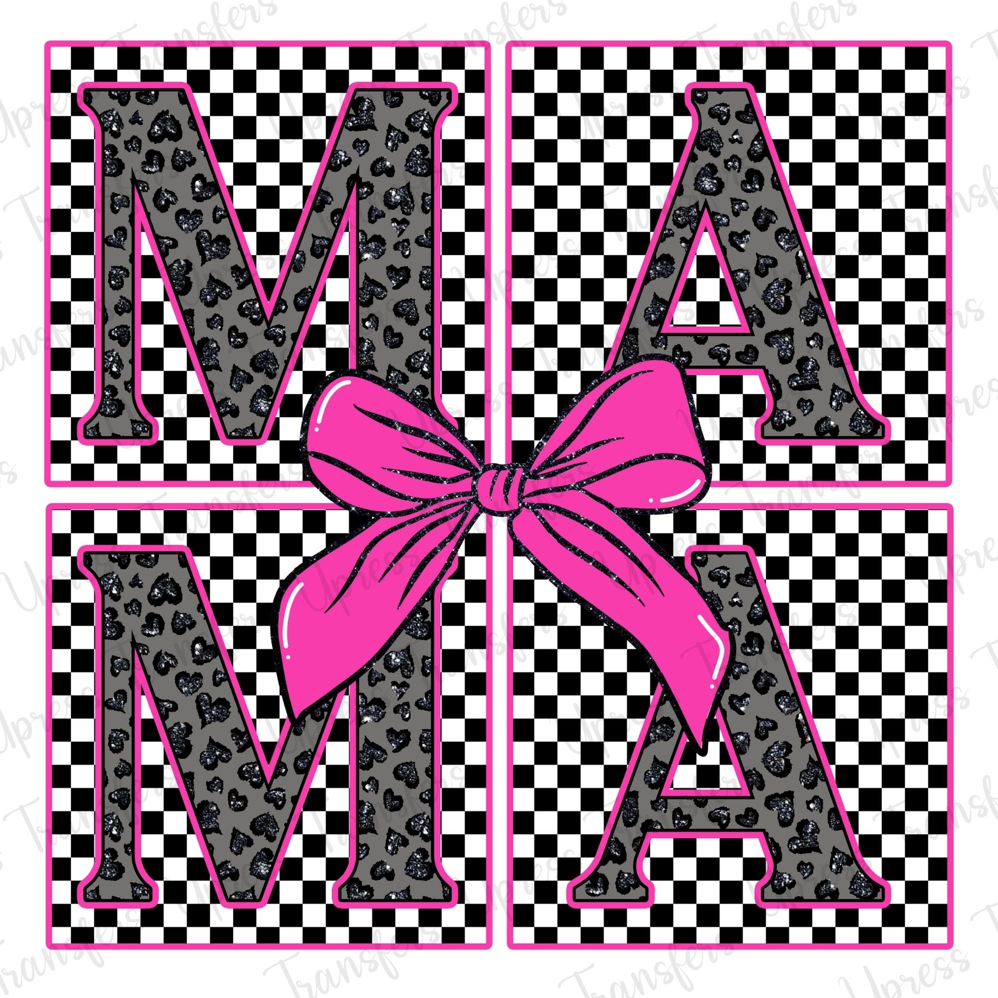 Trendy Black Cheetah Mama Checkered