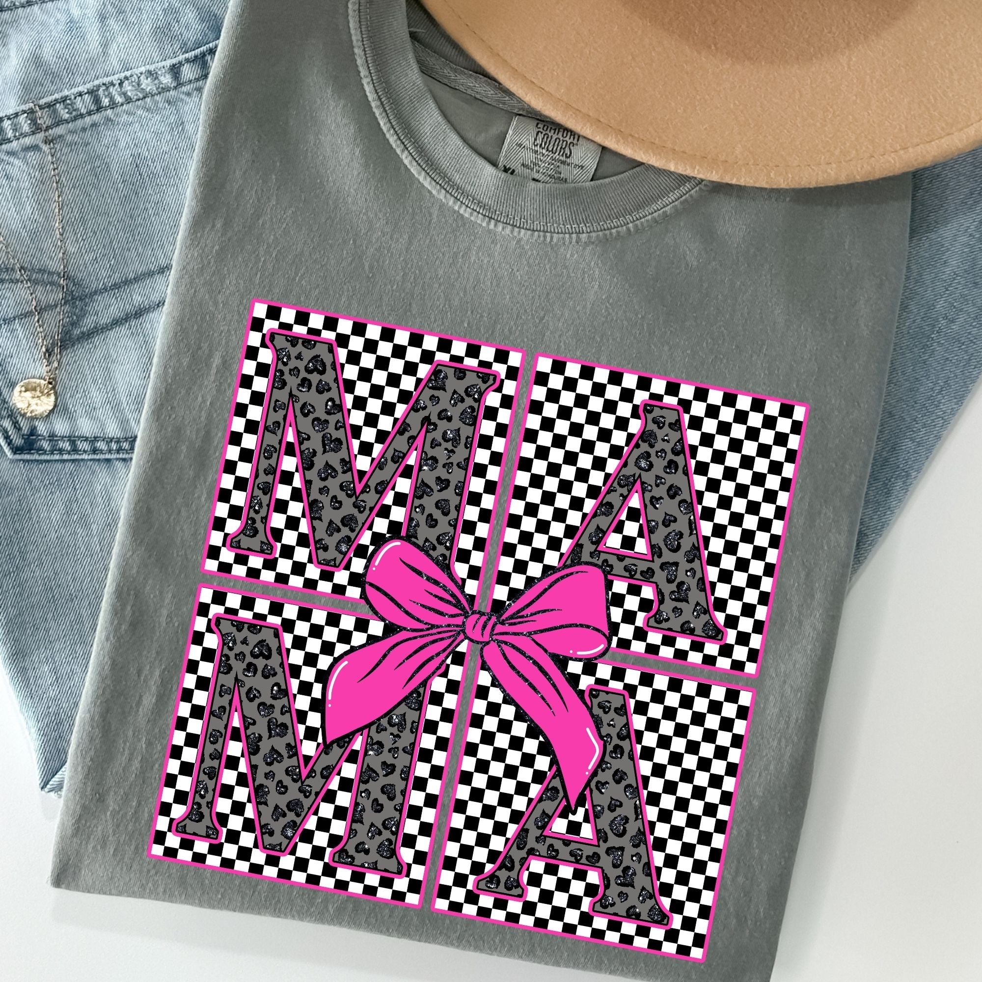 Trendy Black Cheetah Mama Checkered