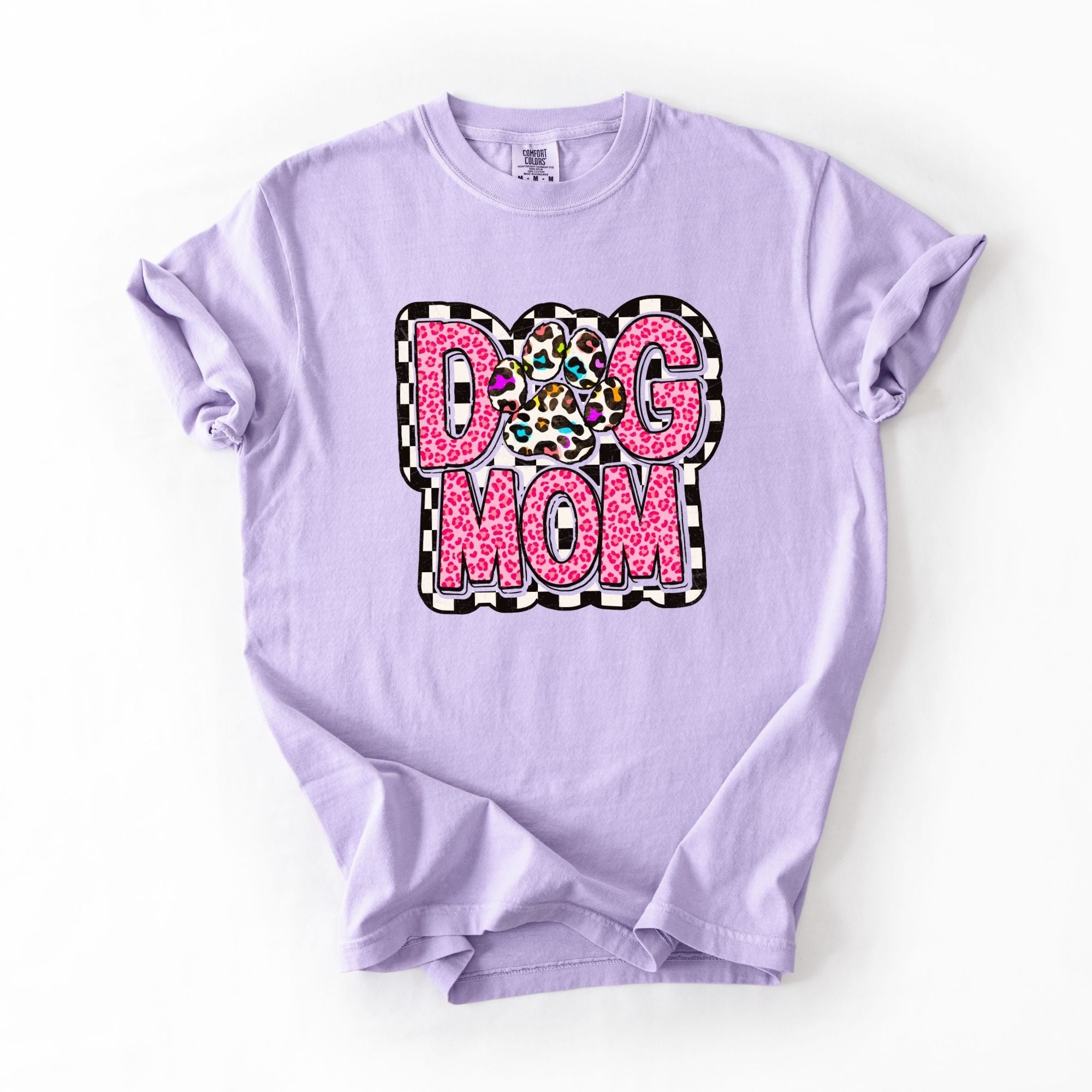 Trendy Checkered Leopard Dog Mom