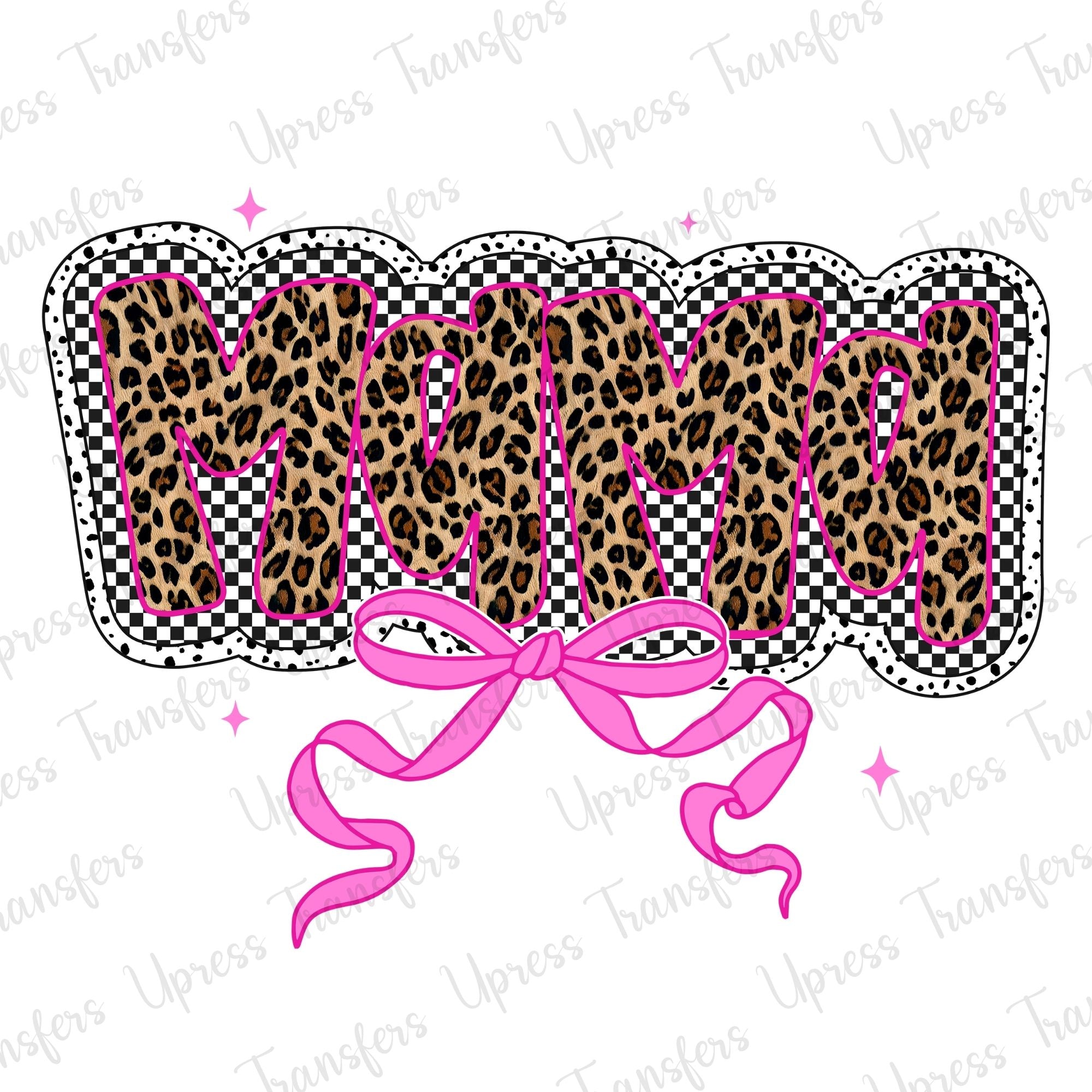 Trendy Checkered Leopard Print Pink Mama