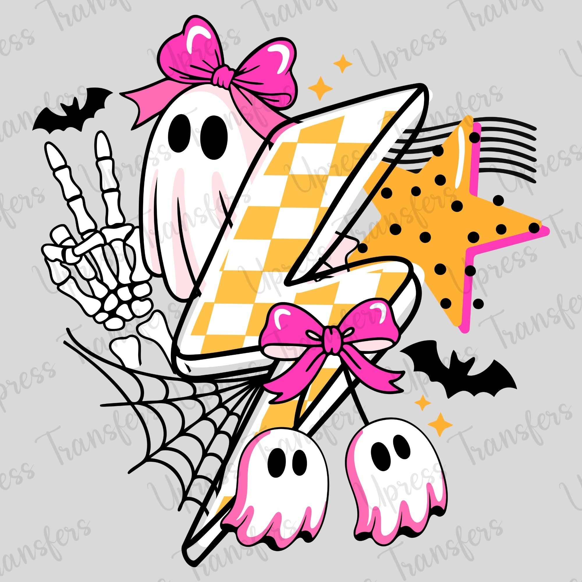Trendy Halloween Collage Ghost Bolt