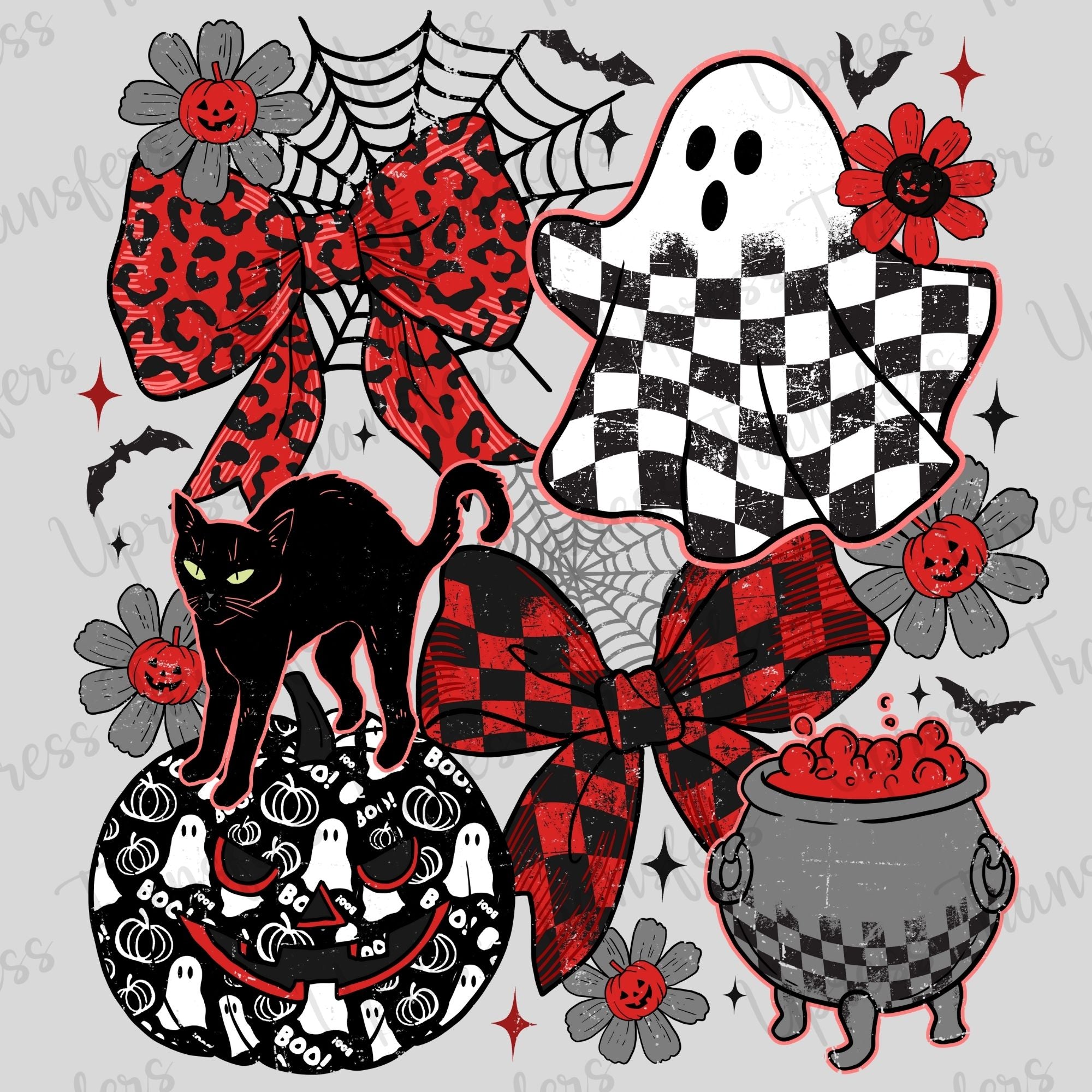 Trendy Red and Black Ghost Collage