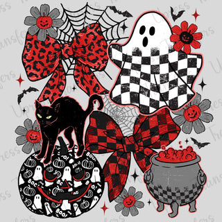 Trendy Red and Black Ghost Collage