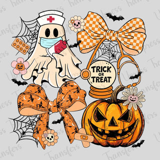 Trick Or Treat Halloween Collage Trendy Orange