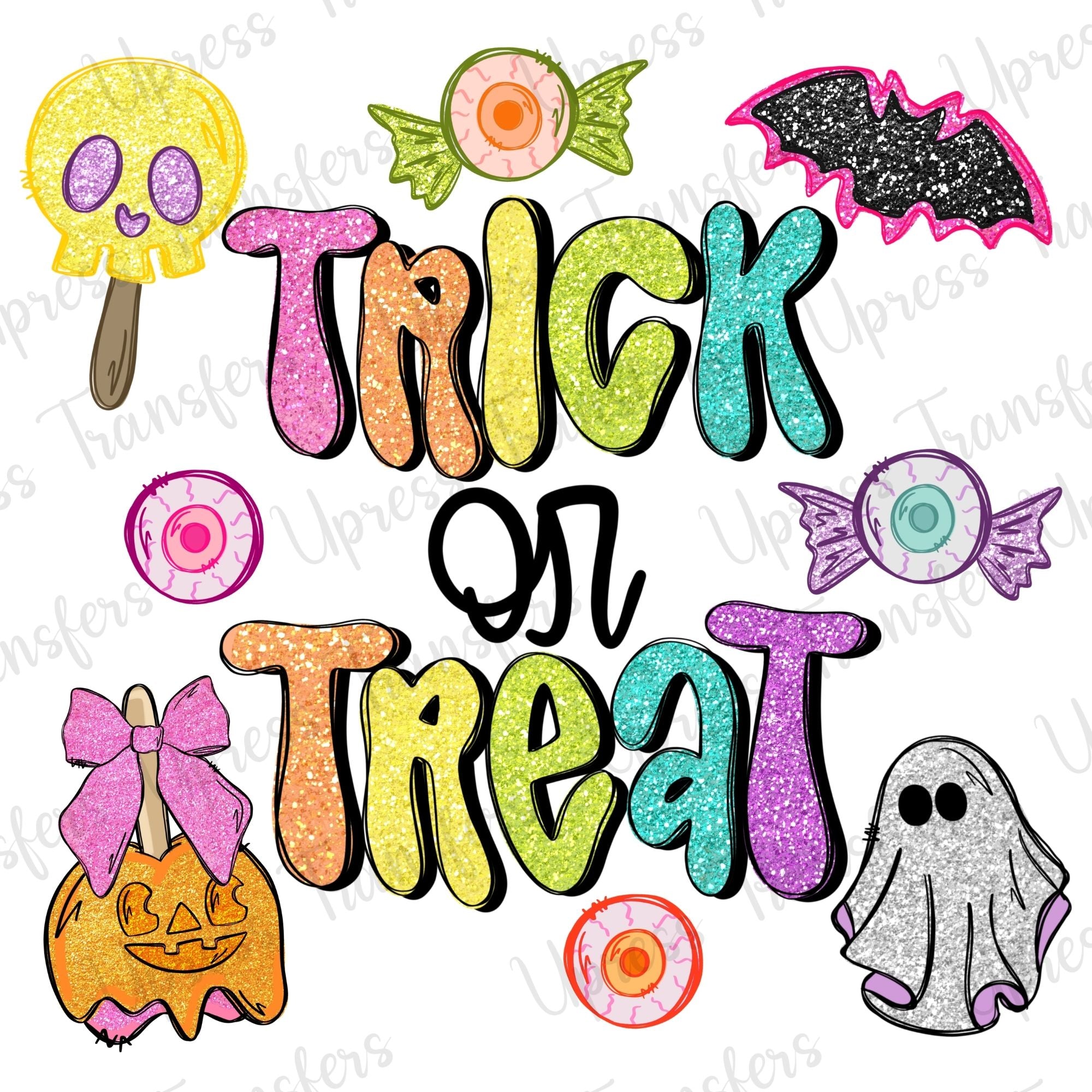 Trick Or Treat Spooky Doodle Glitter