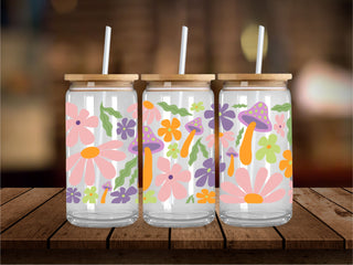 Trippy Mushrooms Floral 16 Oz Wrap