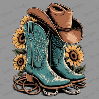 Turquoise Boots Sunflowers