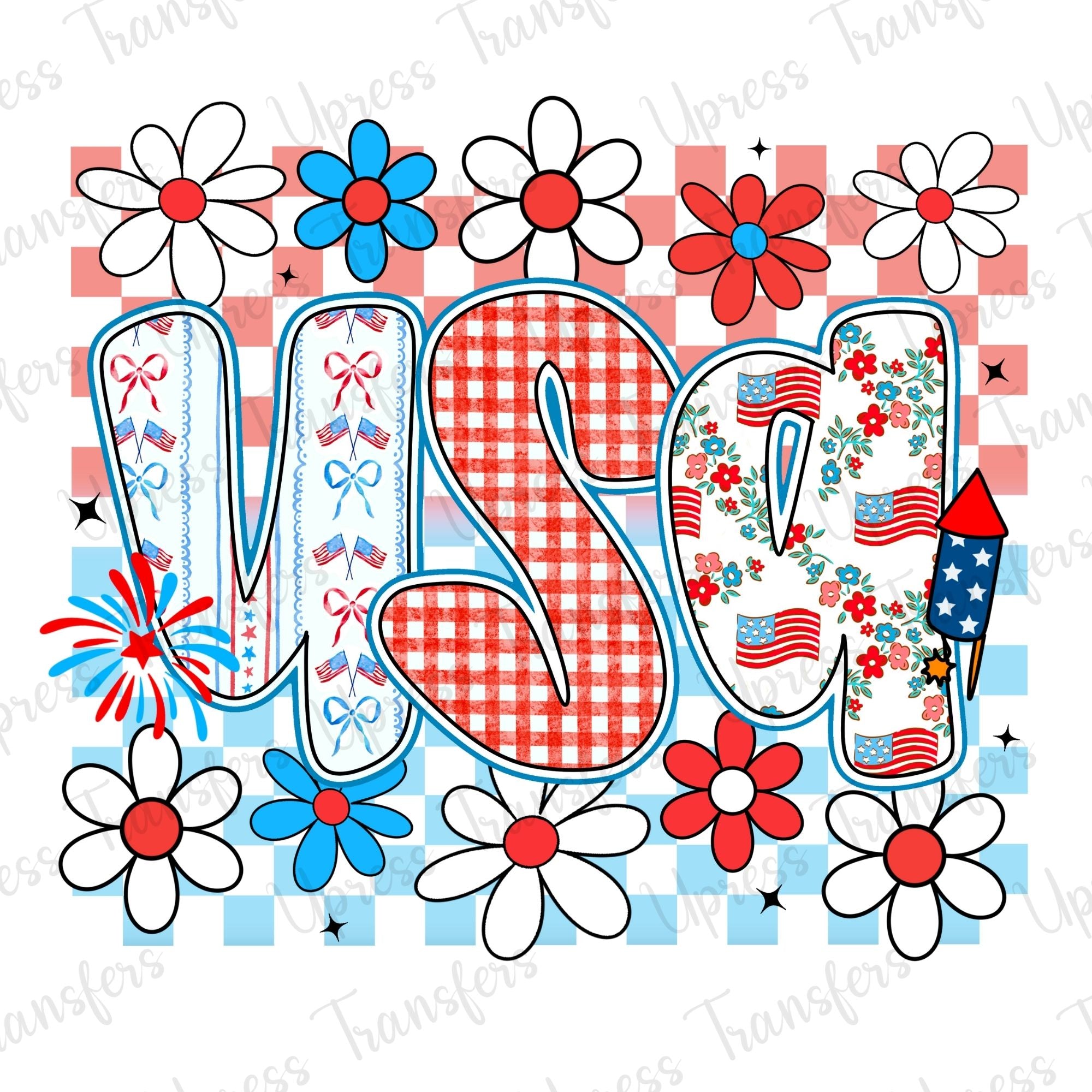 USA Cute Patterned Letters