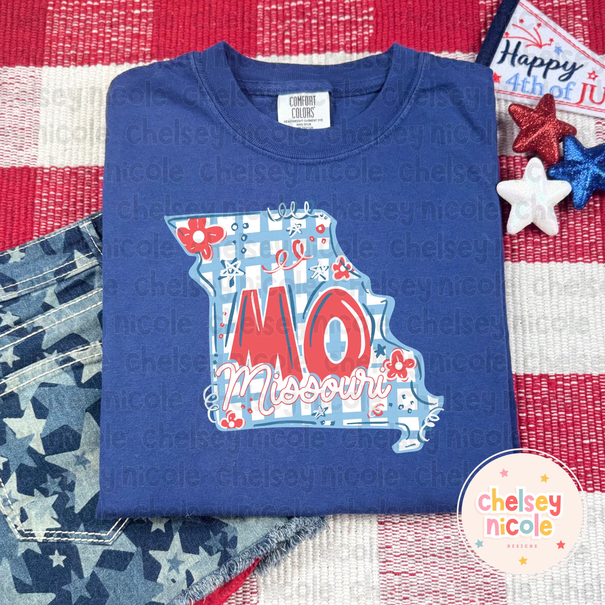 Missouri- Red White and Blue (Hand Drawn PNG)