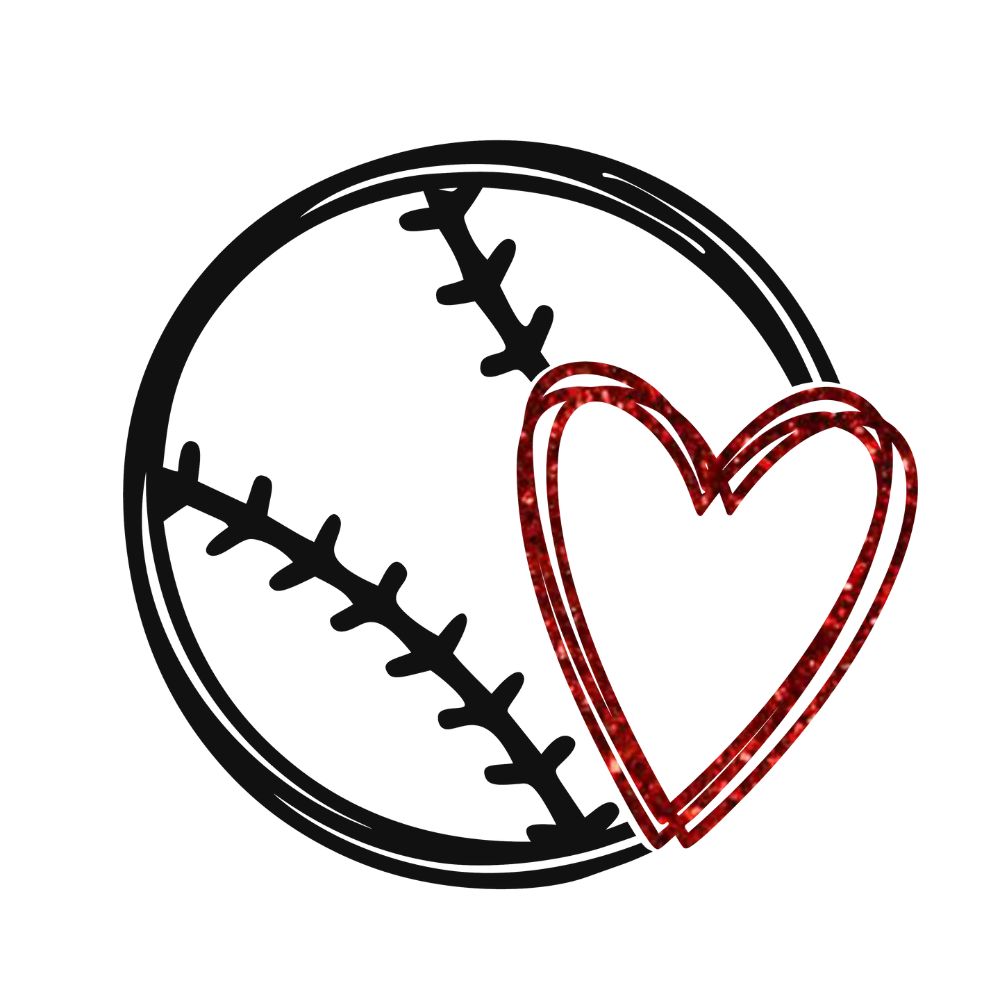 Baseball Heart Glitter