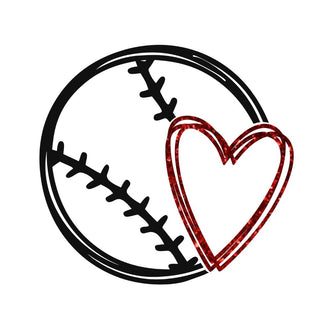 Baseball Heart Glitter