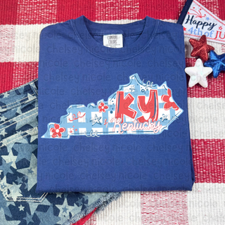 Kentucky - Red White and Blue (Hand Drawn PNG)