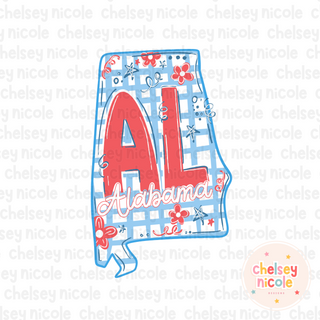 Alabama - Red White and Blue (Hand Drawn PNG)