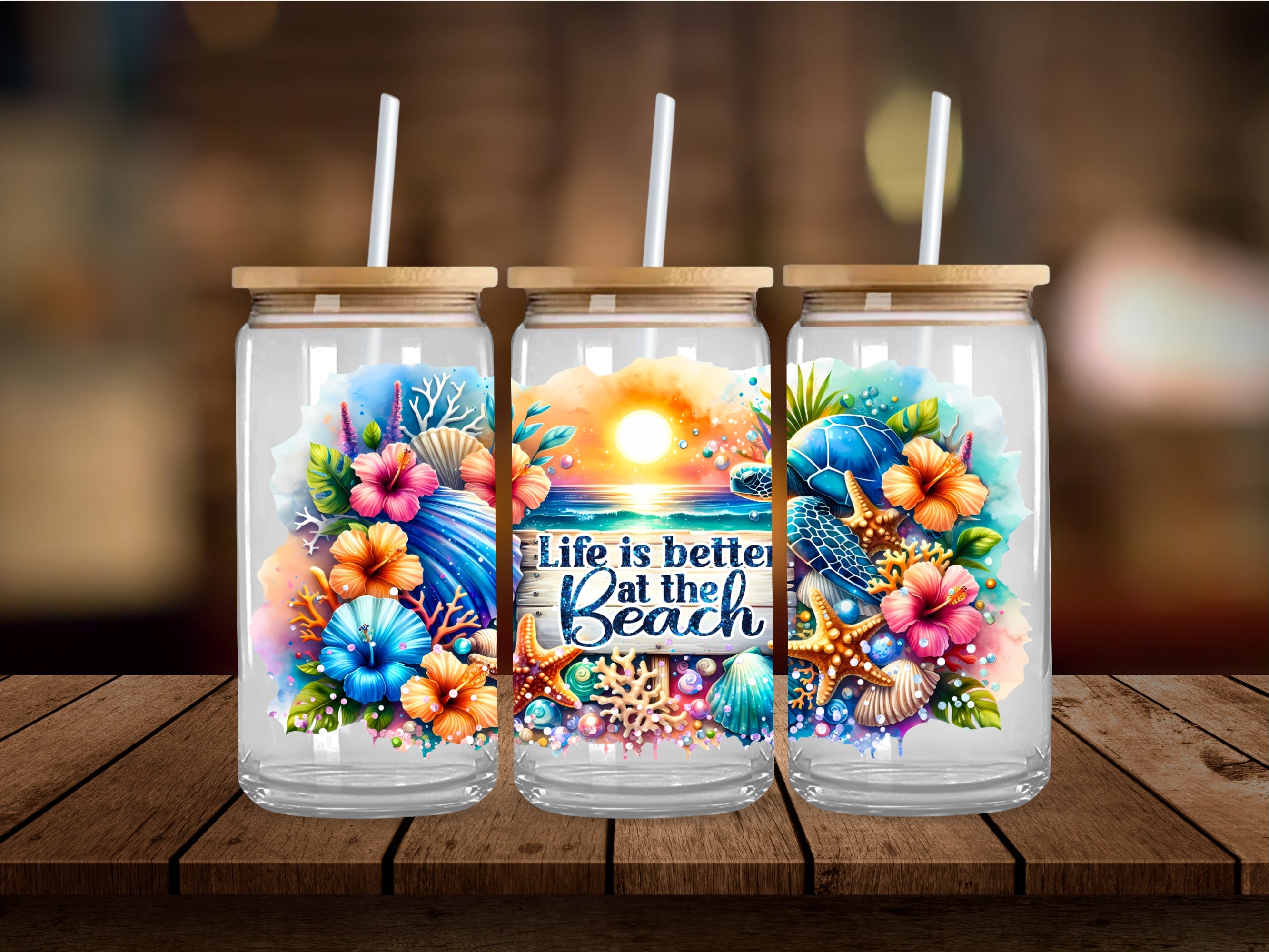 Vibrant Beach Sunset 16 Oz Wrap