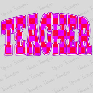 Vibrant Pink Checkered Teacher