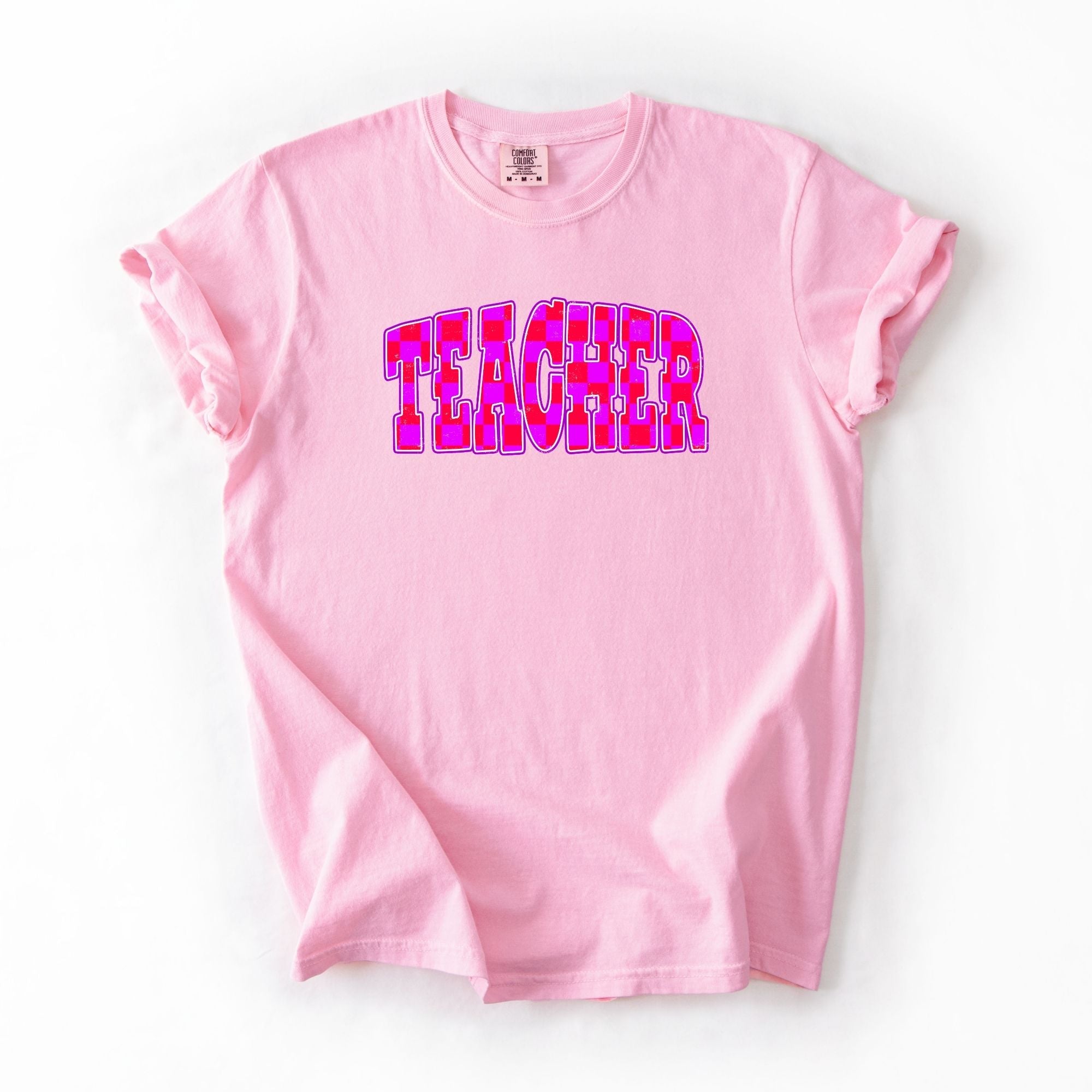 Vibrant Pink Checkered Teacher