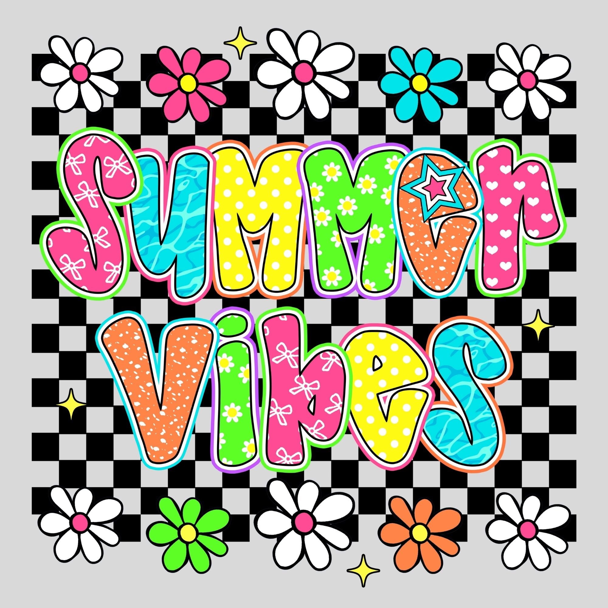 Vibrant Summer Vibes Checkered Cute
