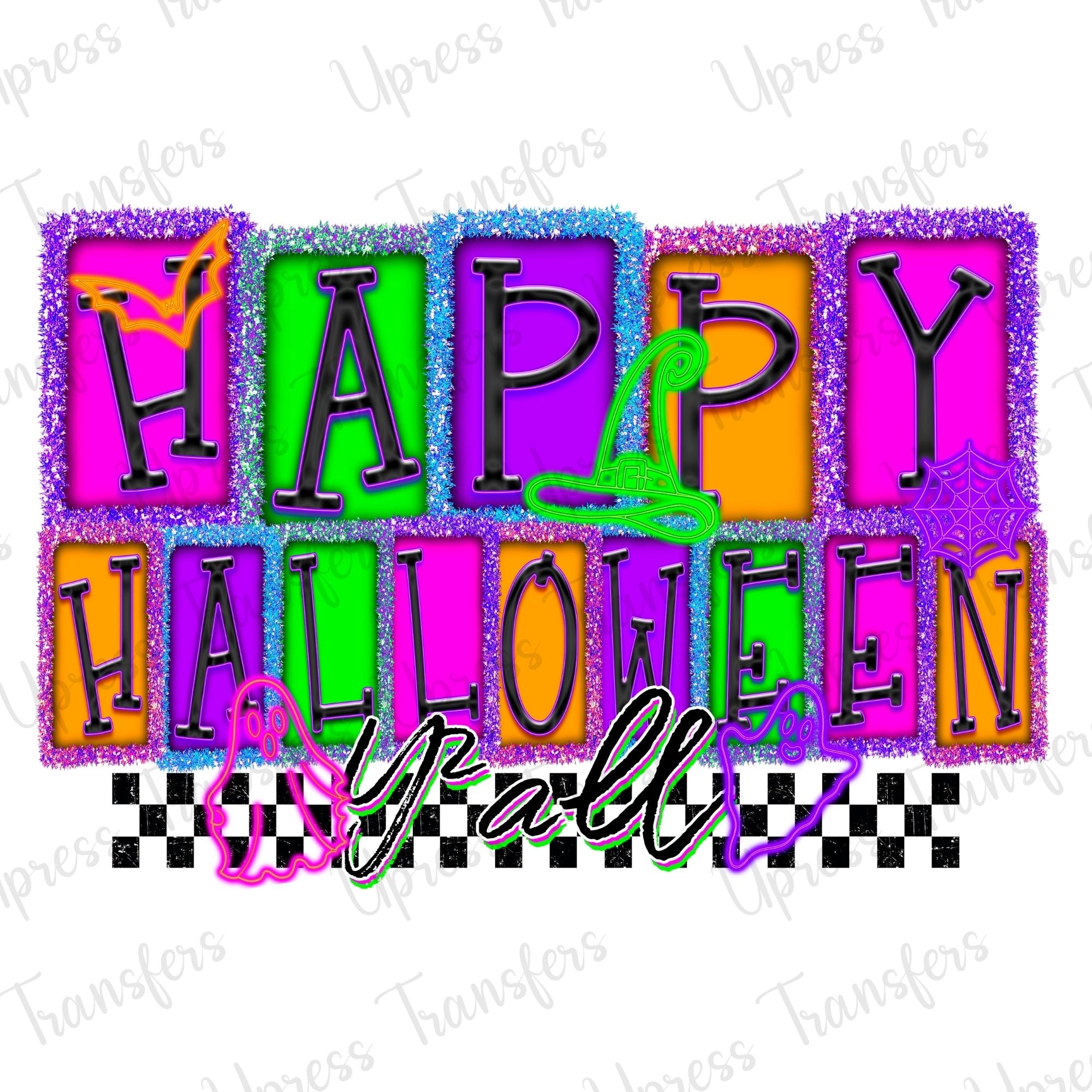Vibrant Tinsel Wrapped Happy Halloween
