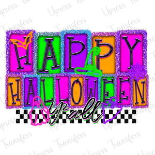 Vibrant Tinsel Wrapped Happy Halloween