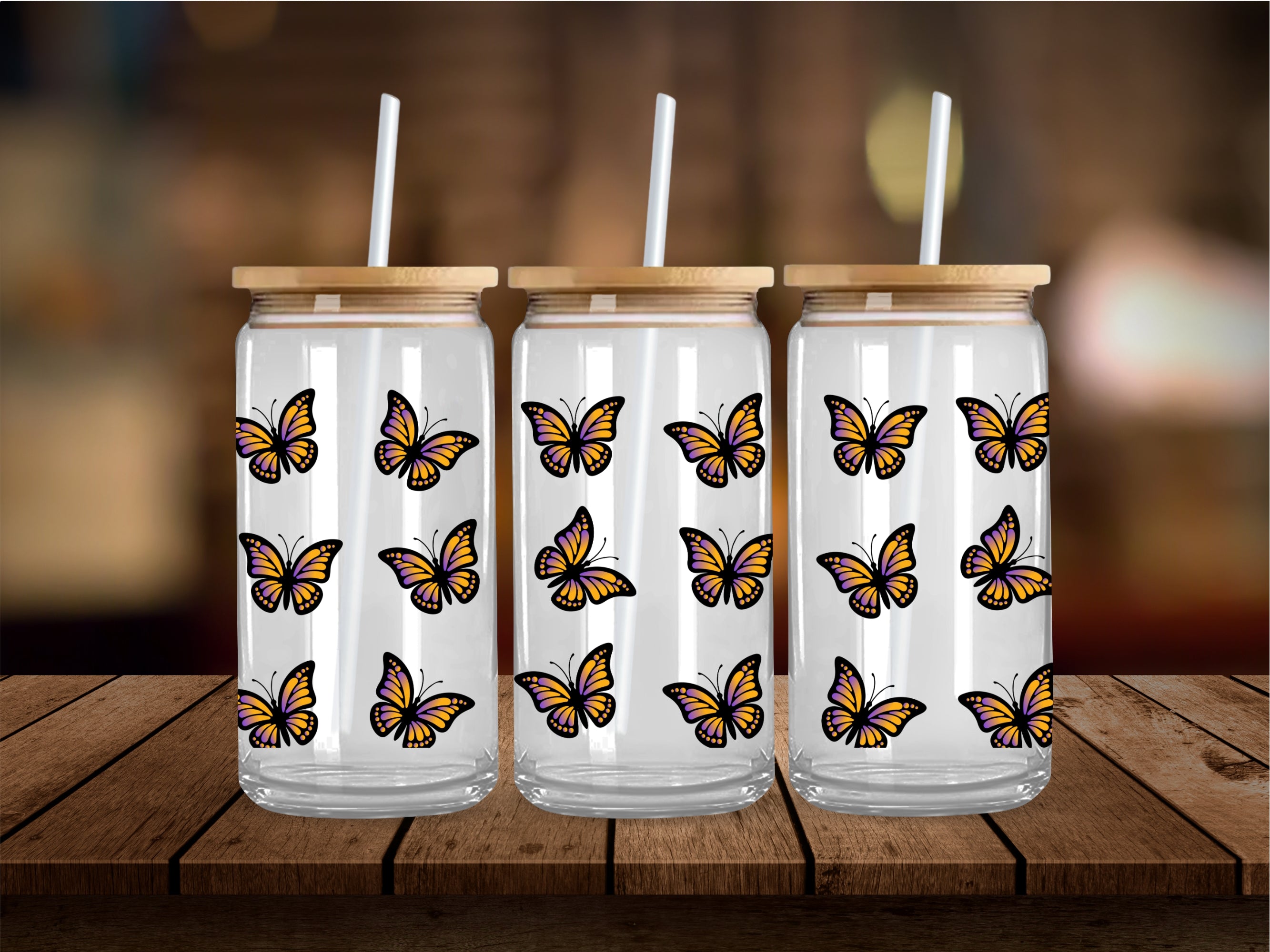 Vibrant butterflies 16 Oz Wrap
