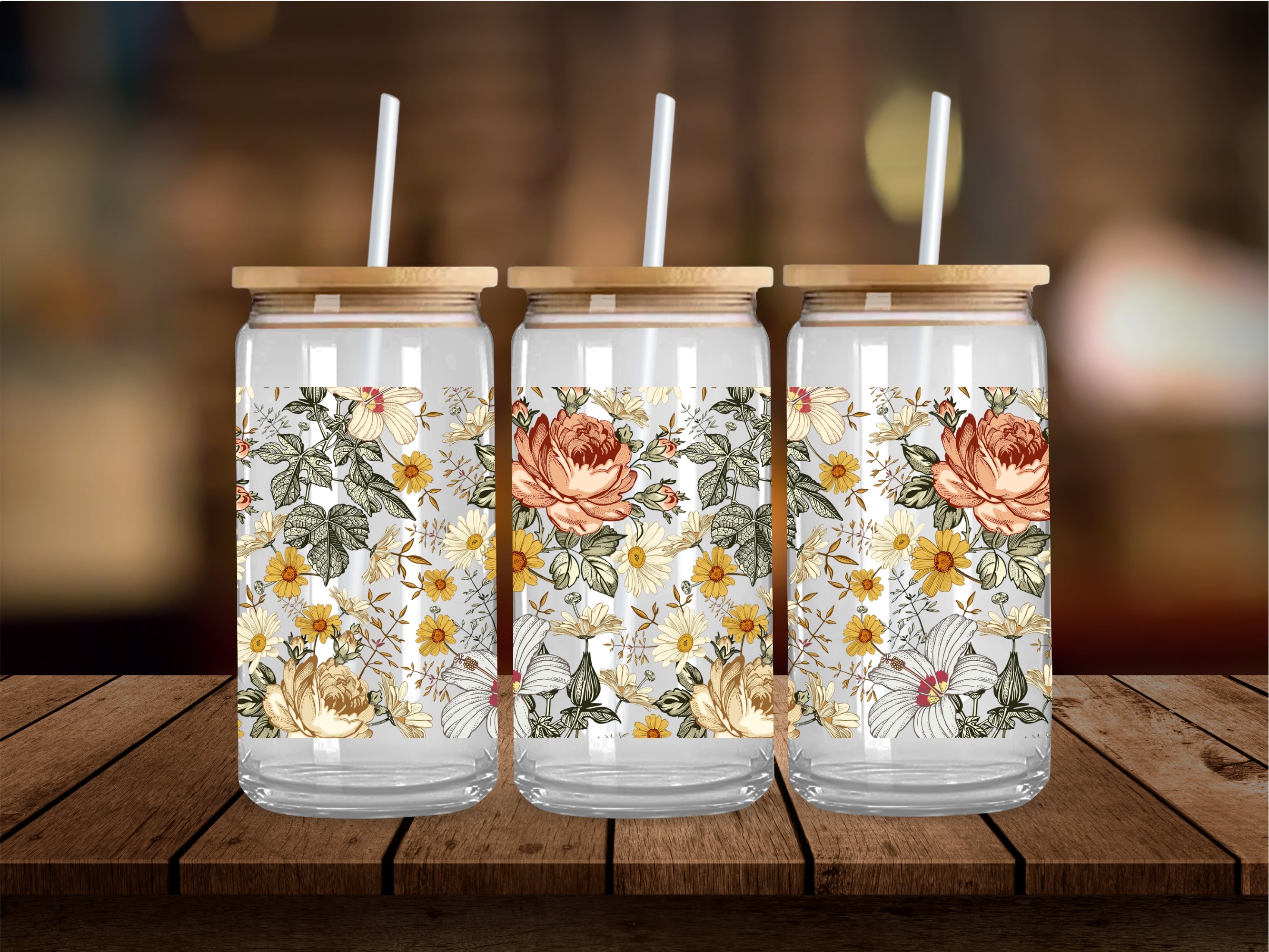 Vintage Flowers 16 Oz Wrap