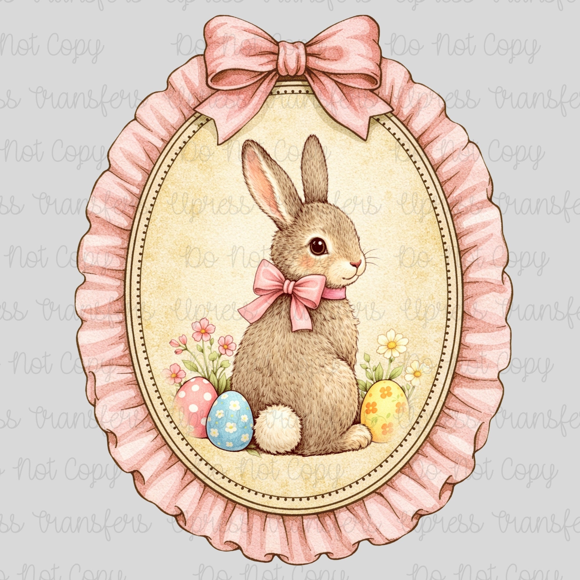 Vintage Framed Bunny Pink