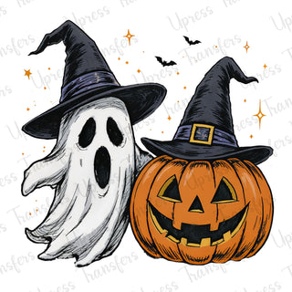 Vintage Ghost and Pumpkin Duo