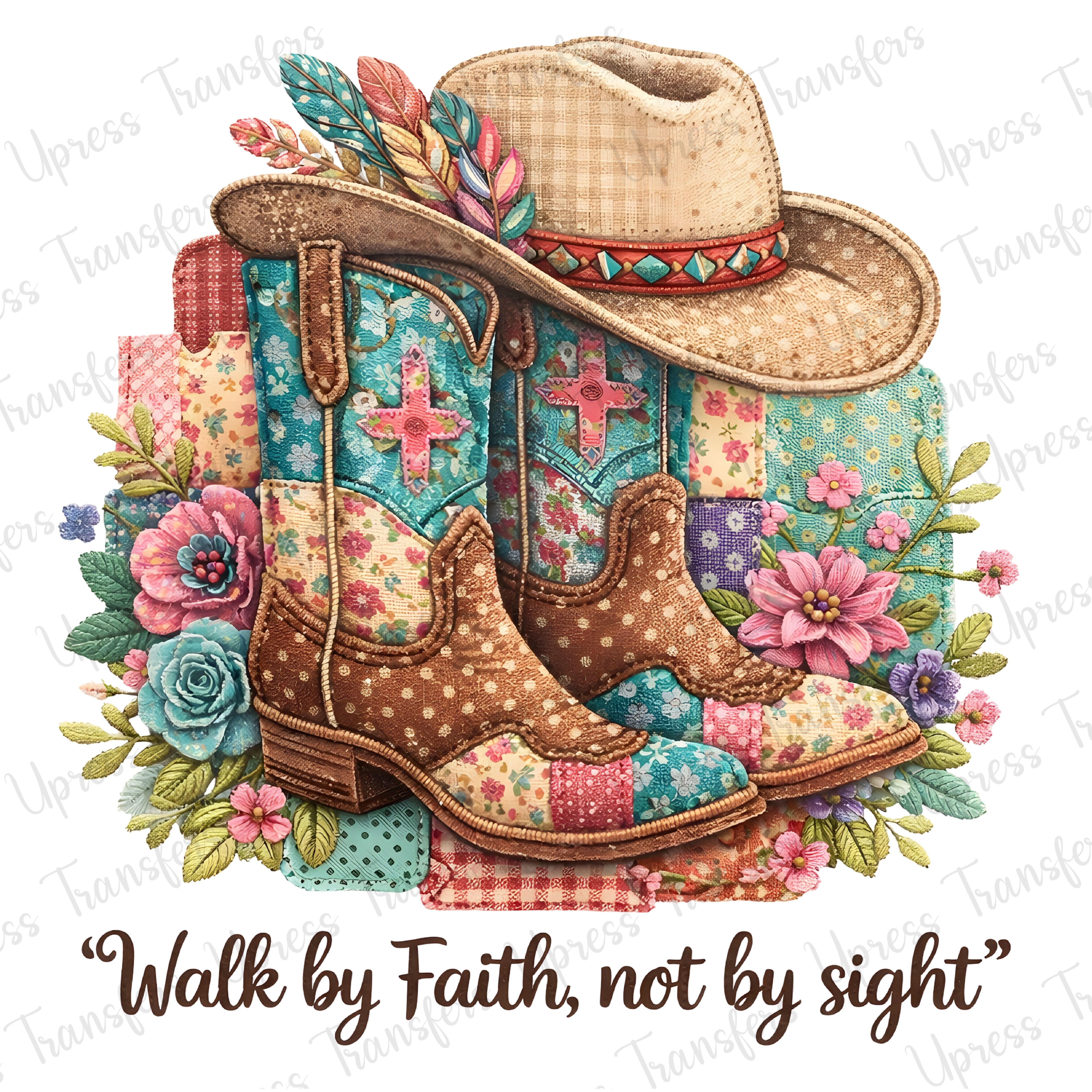 Walk by faith stitched boots
