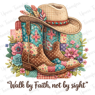 Walk by faith stitched boots