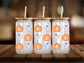 Watercolor Ghosts and Pumpkins 16 Oz Wrap