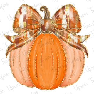 Watercolor Glitter Orange Pumpkin