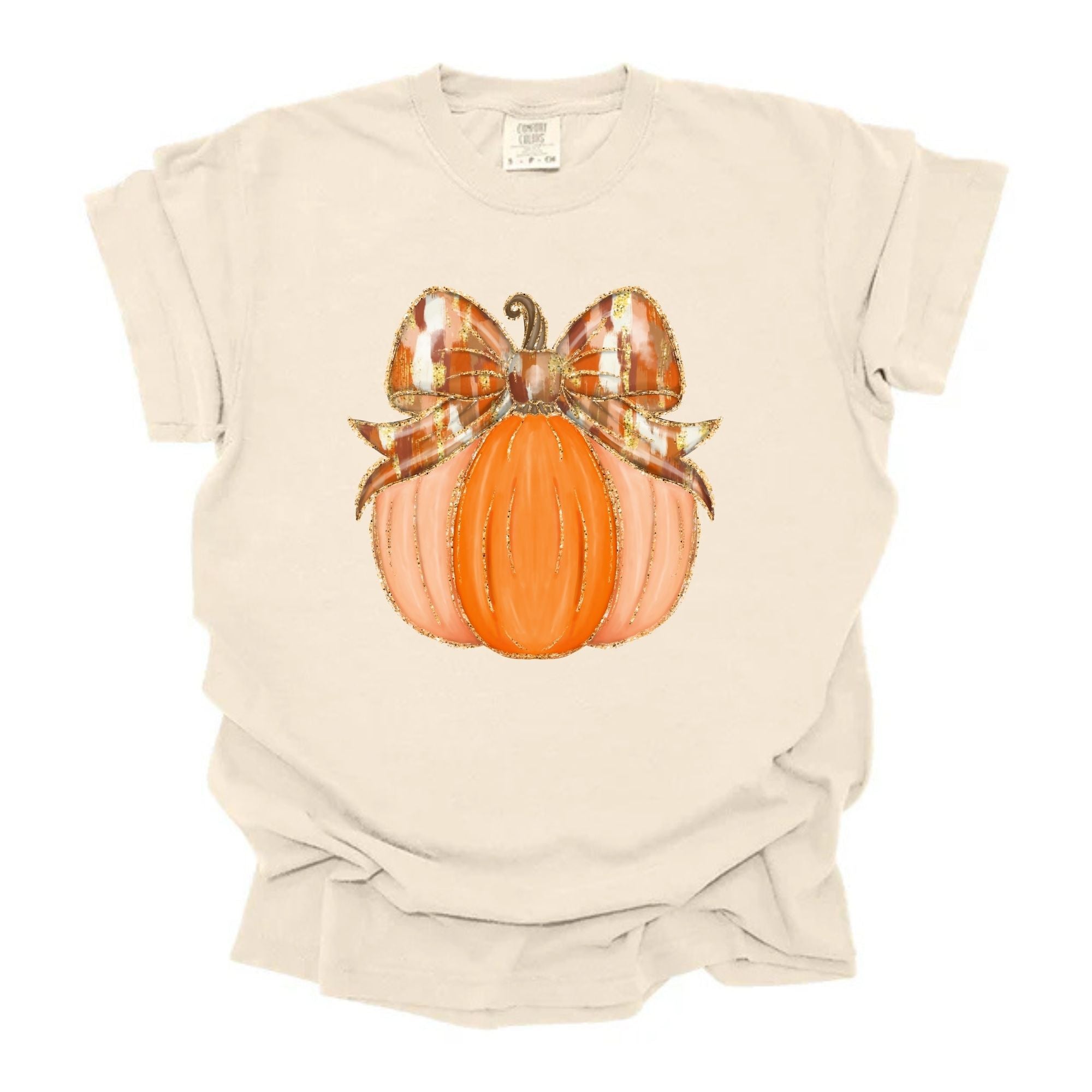 Watercolor Glitter Orange Pumpkin