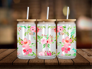 Watercolor Pink Flowers 16 Oz Wrap