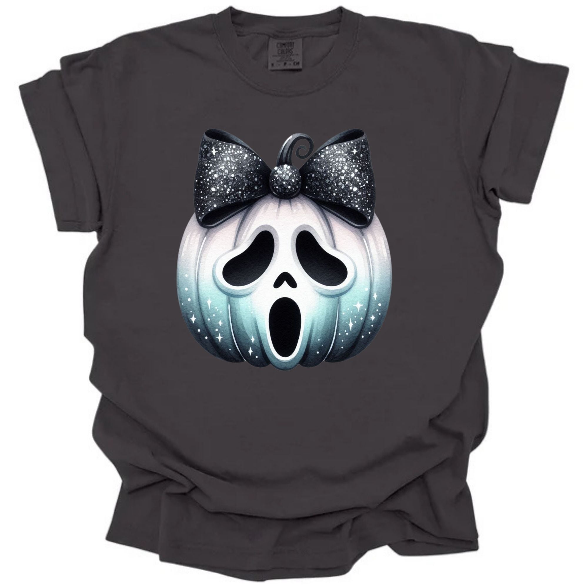 White Ghost Pumpkin Glitter Bow