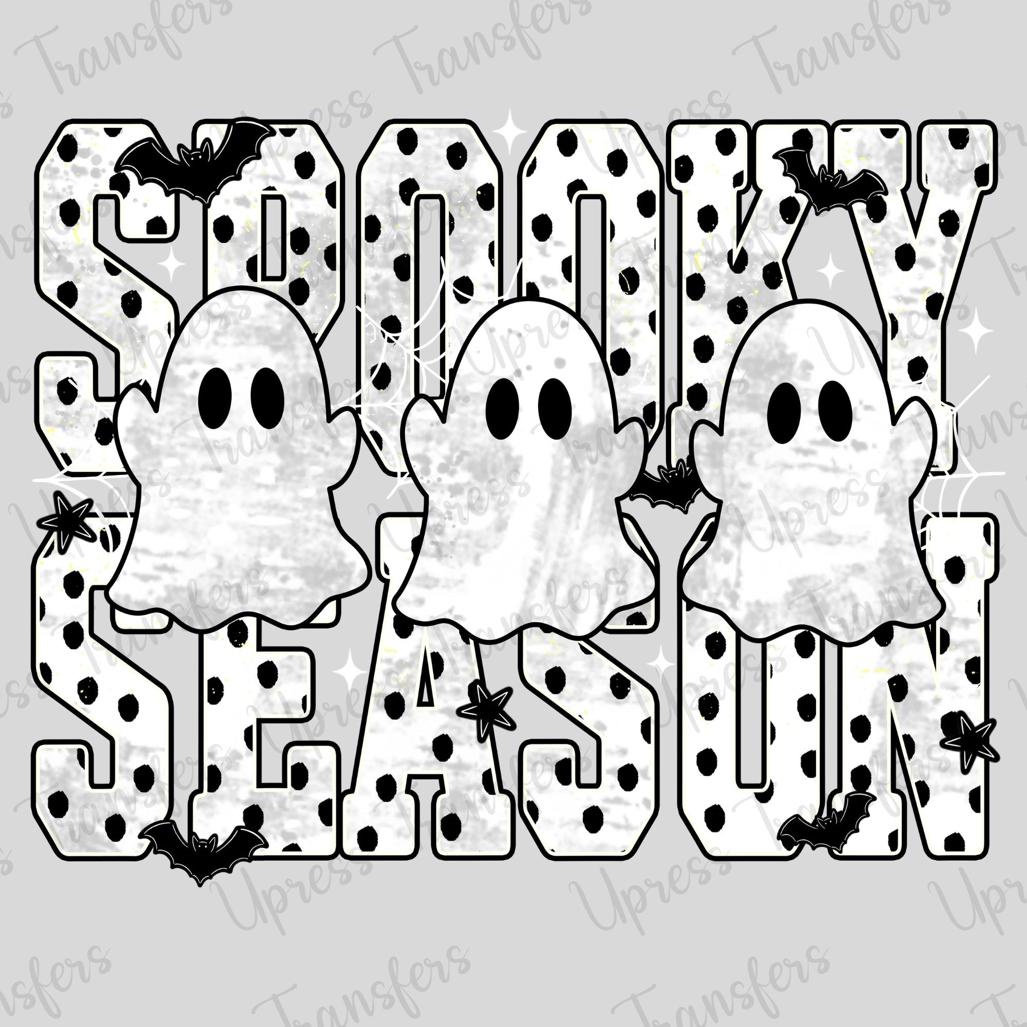 White Polka Dotted Spooky Season Ghost Trio