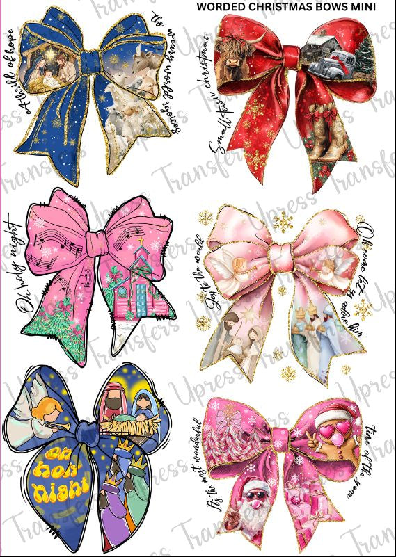 Worded Christmas Bows Mini