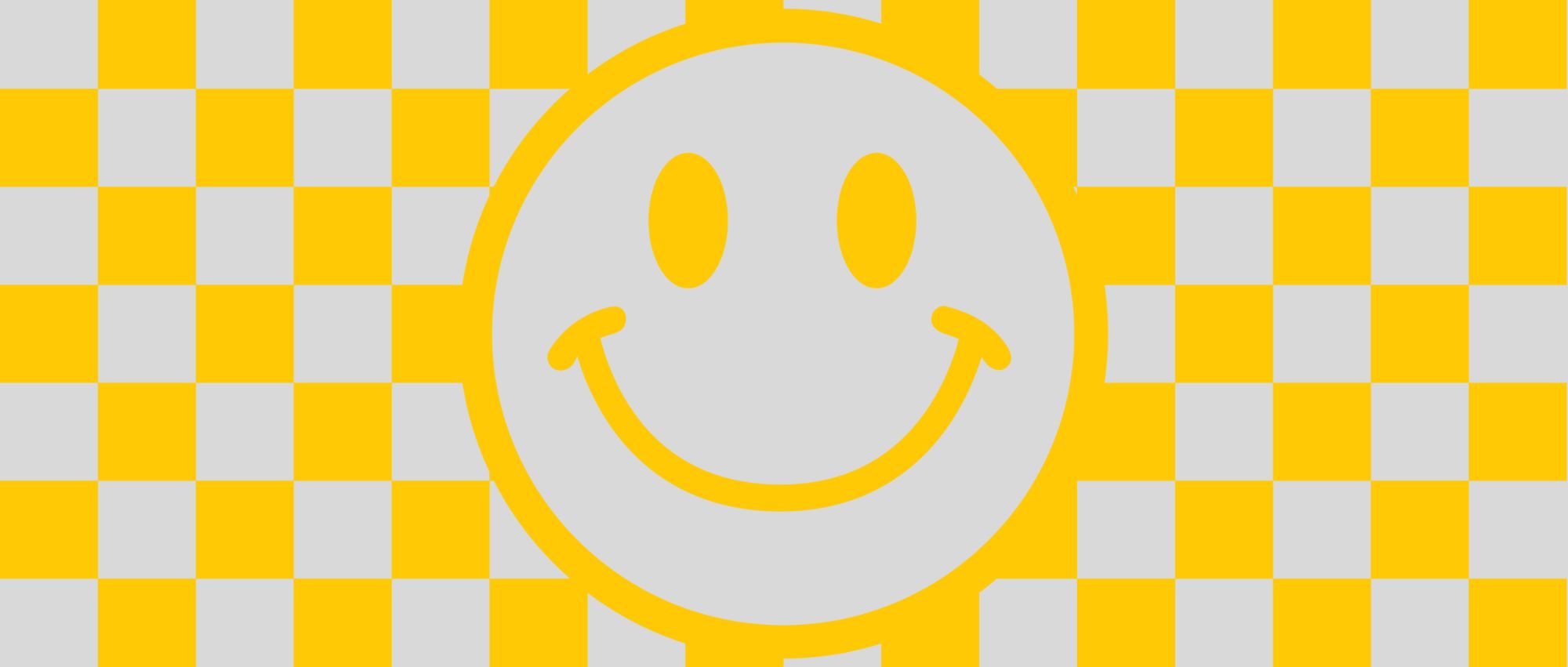 Yellow Checkered Smiley 16 oz UV Wrap