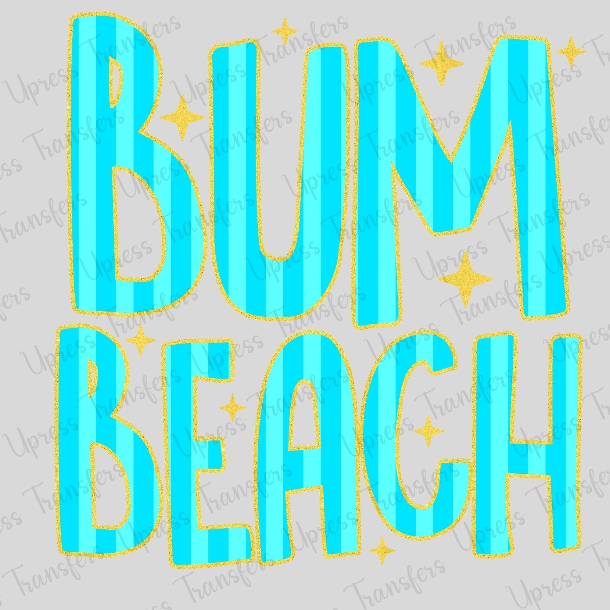 Yellow Glitter Outline Beach Bum
