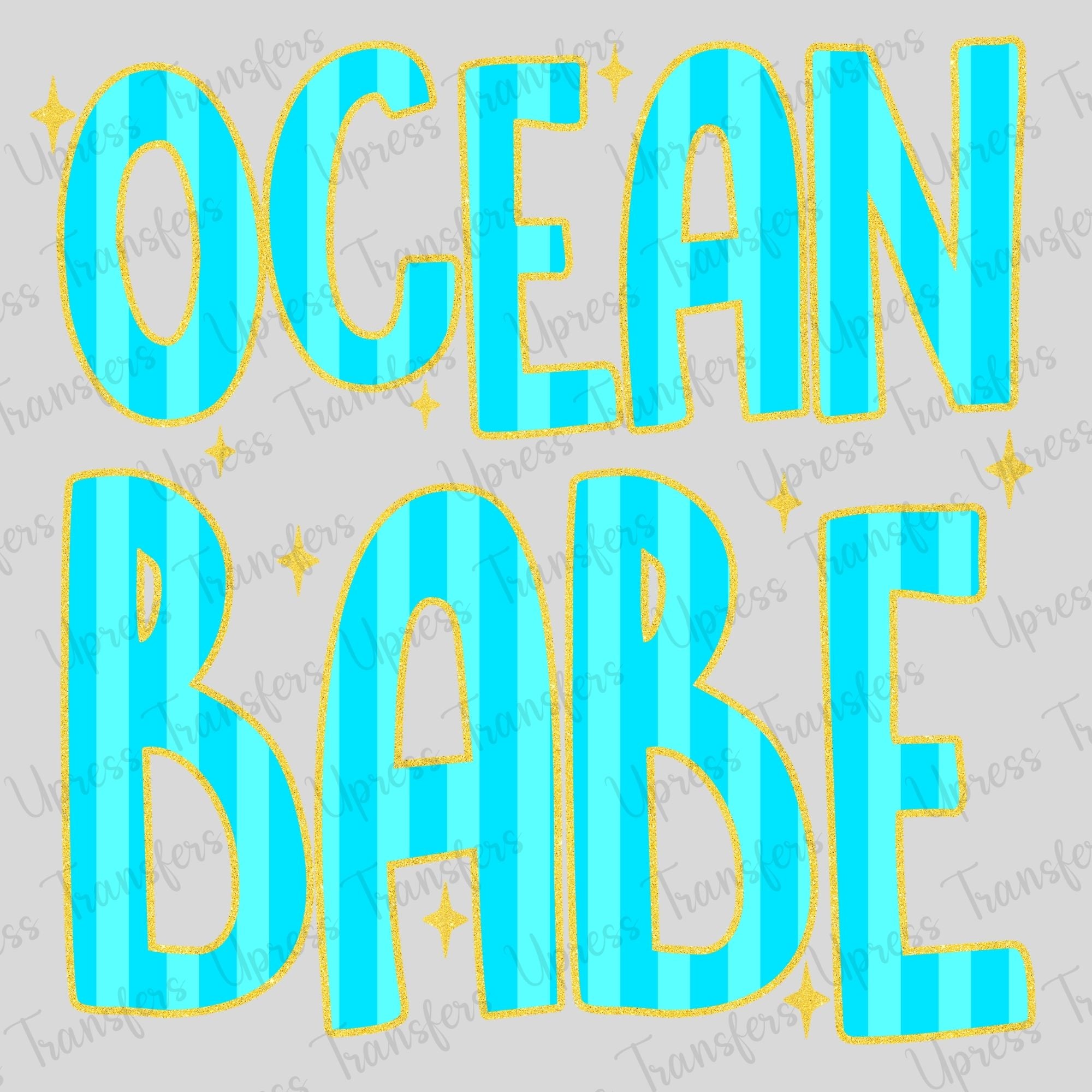 Yellow Glitter Outline Ocean Babe