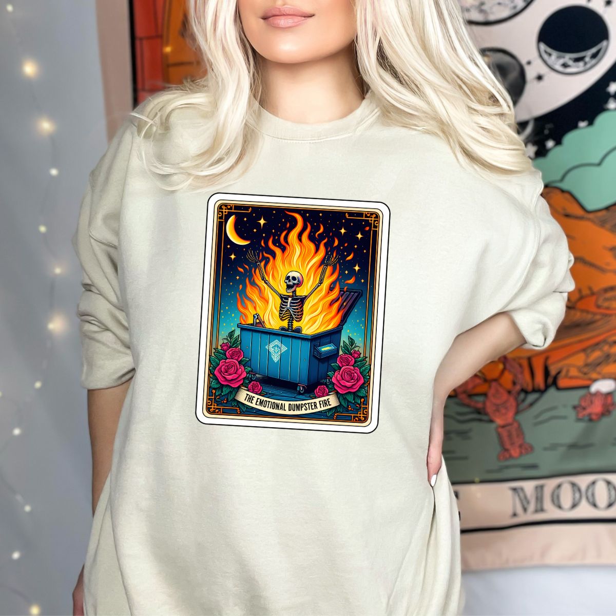 Emotional Dumpster Fire Tarot Card