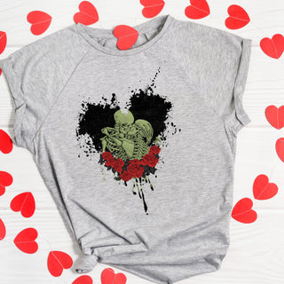 Gothic Valentines Green Skulls