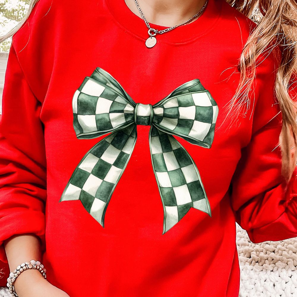 Green Checkered Bow