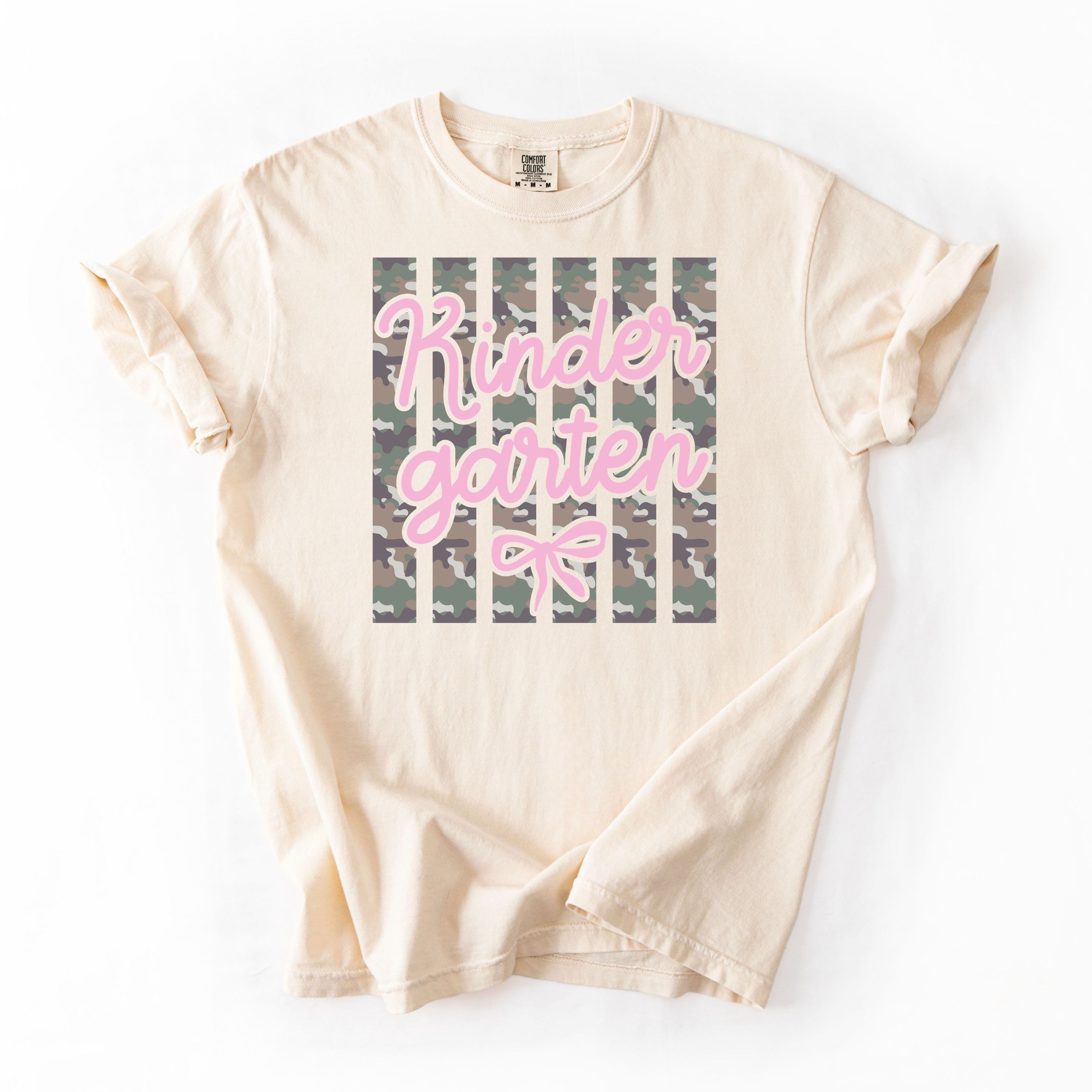 Kindergarten Camo Stripes Bow