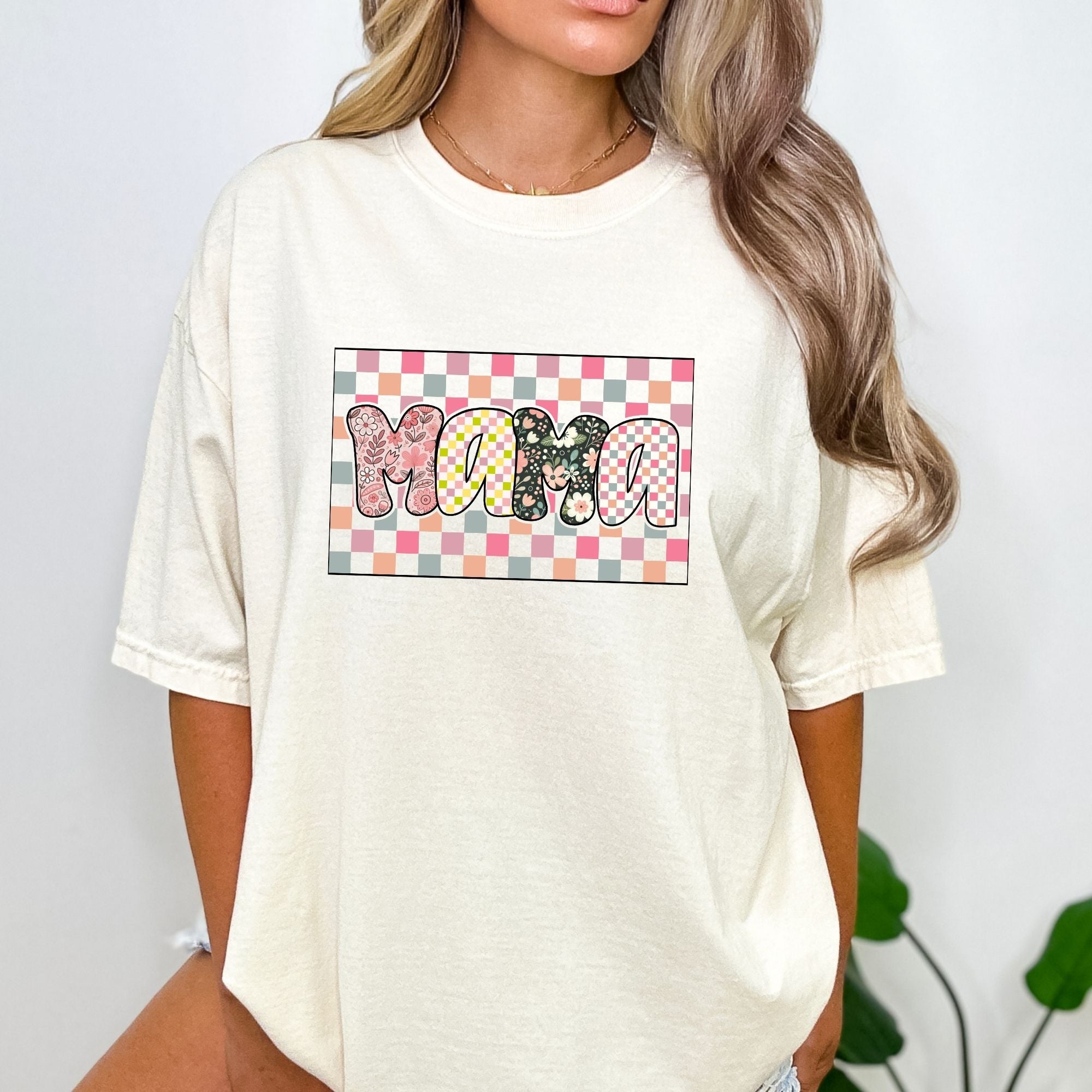 mama checkered and flowers