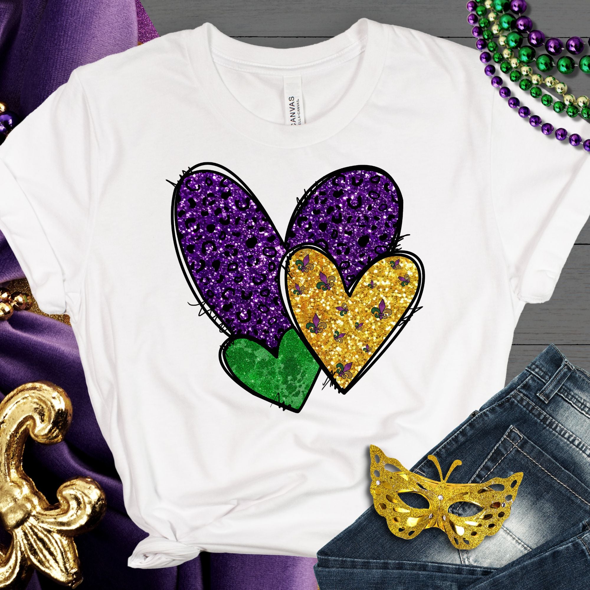 Mardi Gras Heart Sequins