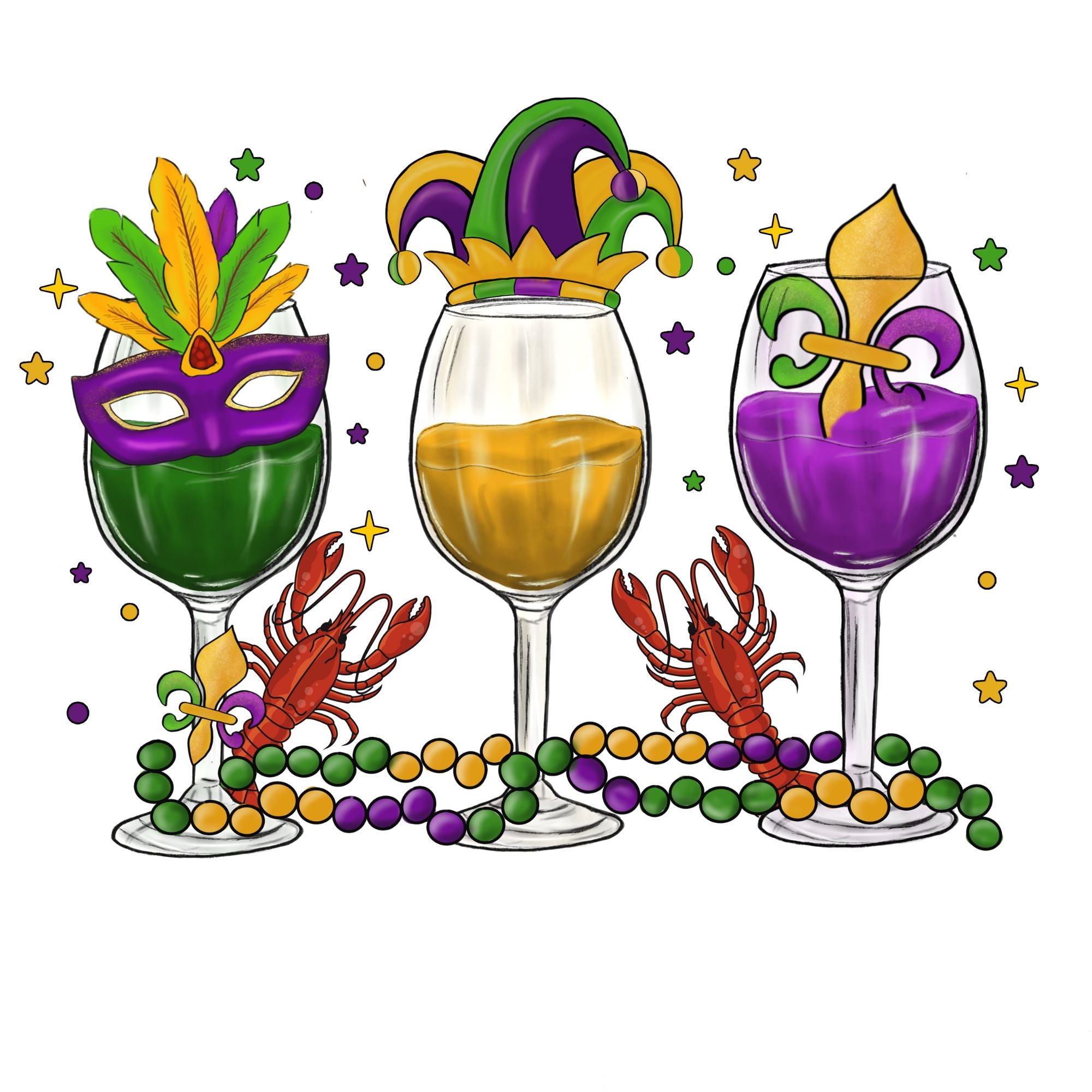 Mardi Gras Wine Glasses